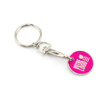 porte clé avec jeton personnalisable couleur rose 