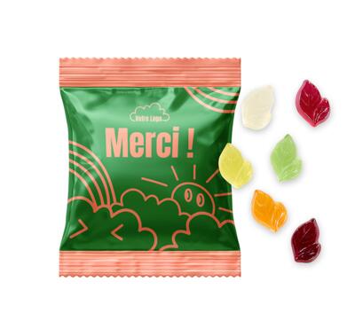 bonbon en forme de feuilles, sachet personnalisable