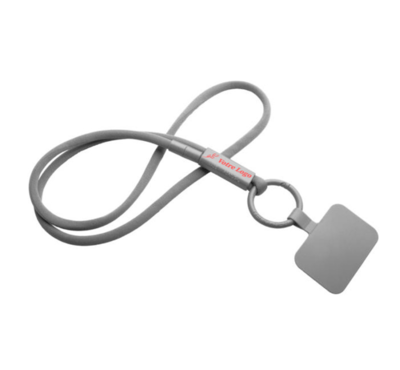tour de cou porte-telephone avec tube en plastique recyclé couleur gris
