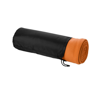 plaid polaire couleur orange avec housse