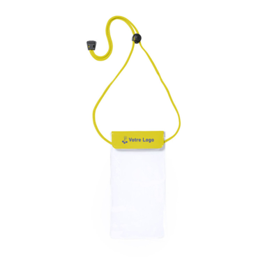 étui étanche pour smartphone logoté couleur jaune