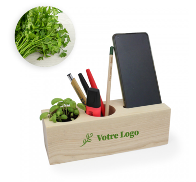 organisateur de bureau en bois brut persil 