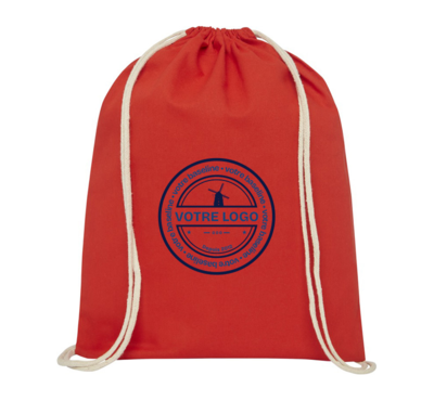 sac à dos cordons coloré en coton couleur rouge