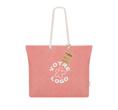 sac de plage en coton recyclé personnalisable couleur rouge