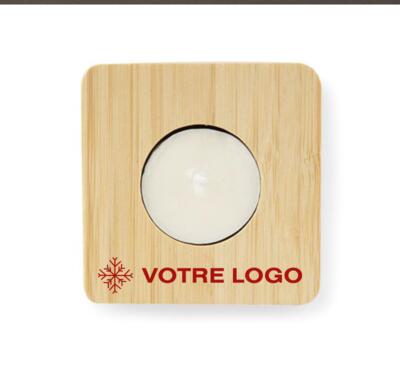 Photophore en bambou personnalisé avec bougie chauffe-plat