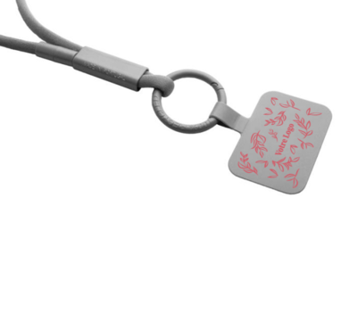 tour de cou porte-telephone avec tube en plastique recyclé couleur gris