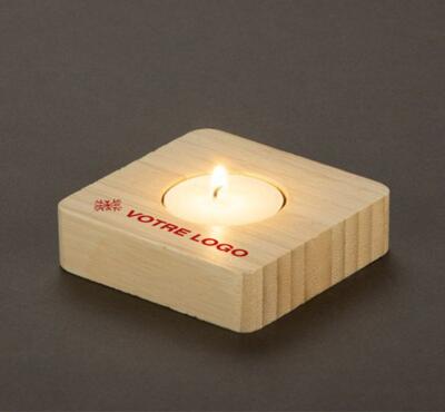 Photophore publicitaire en bambou pour bougie chauffe-plat