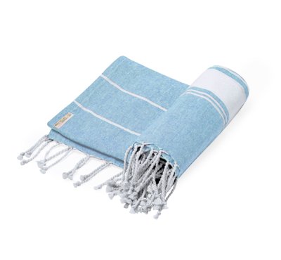 serviette en coton recyclé bleu clair personnalisable
