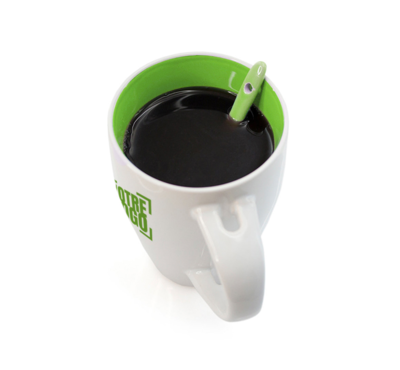 mug avec cuillère couleur vert