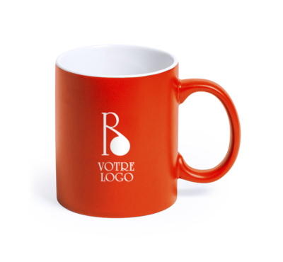 mug céramique orange publicitaire logoté
