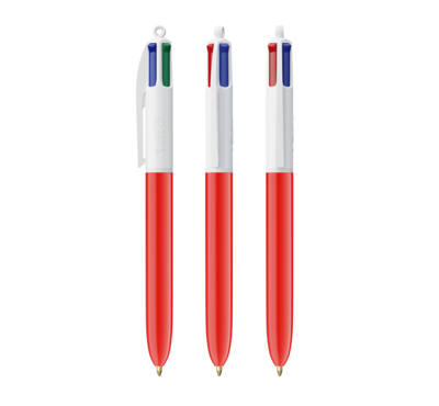 Ensemble stylo bic 4 couleurs rouge