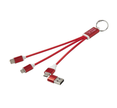 cable de chargement couleur rouge personnalisable 4 en 1 