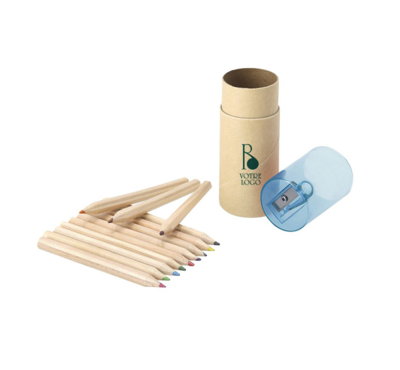 set de 12 crayons avec taille crayon 