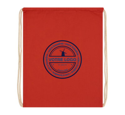 sac à dos cordons coloré publicitaire en coton couleur rouge 