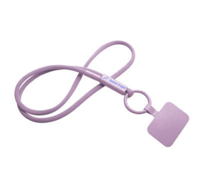 tour de cou porte telephone avec tube en plastique recyclé couleur lilas 