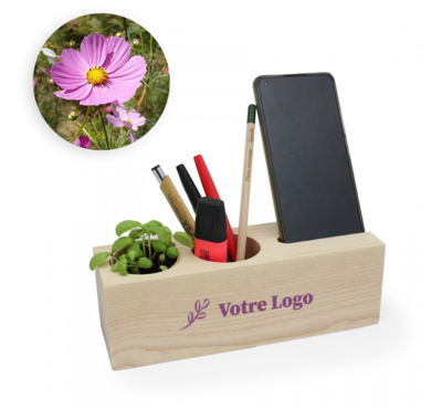 organisateur de bureau en bois brut cosmos