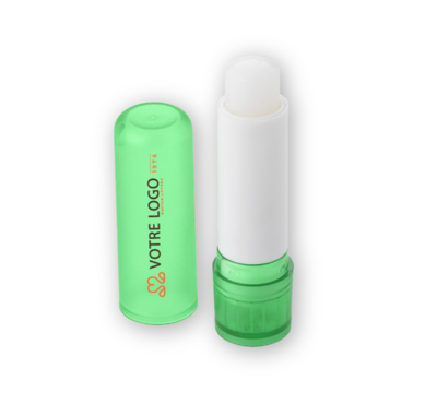 Baume à lèvres publicitaire vert clair ouvert