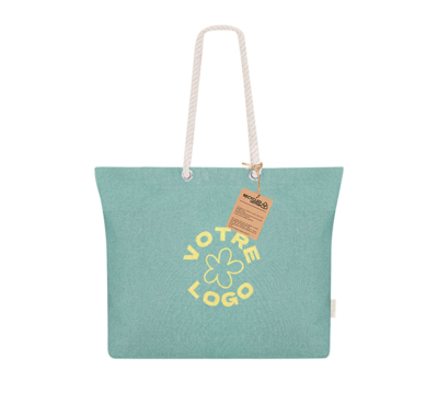 sac de plage en coton recyclé vert