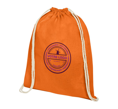 sac à dos cordons coloré en coton personnalisable couleur orange