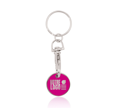 porte clé avec jeton couleur rose 