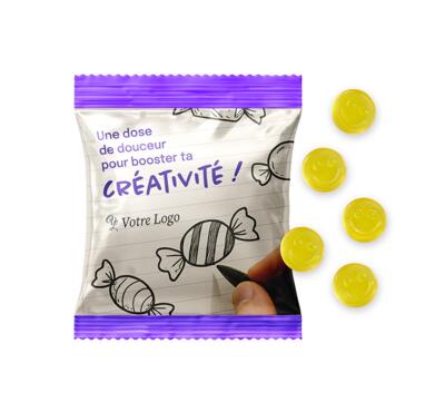 gommes de fruits smiley avec sachet personnalisable