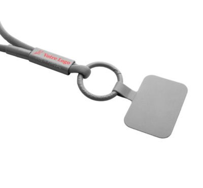 tour de cou porte-telephone avec tube en plastique recyclé couleur gris
