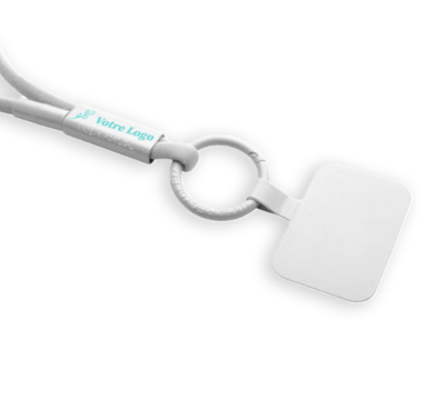 tour de cou porte téléphone avec tube en plastique couleur blanc