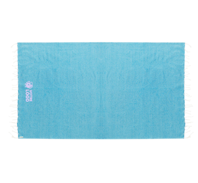 paréo serviette couleur bleu clair coton recyclé