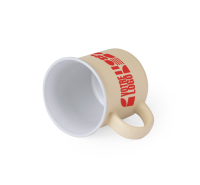 mug logoté en céramique beige