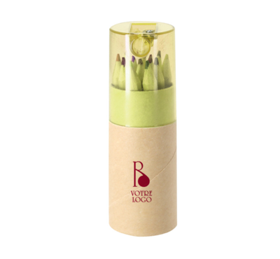 set de 12 crayons de couleurs en bois personnalisable couleur jaune