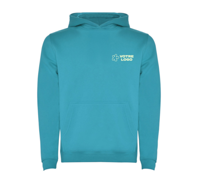 sweat à capuche pour enfant couleur turquoise