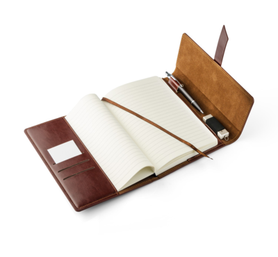 Carnet en éco cuir brun personnalisable