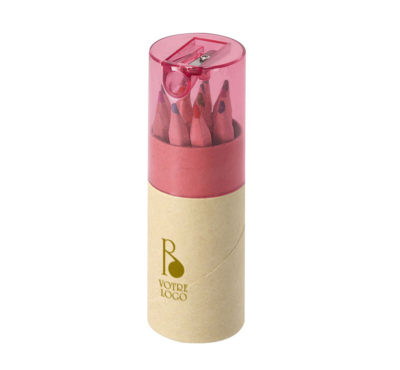 set de 12 crayons de couleurs en bois personnalisable couleur rouge