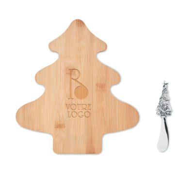 Set à fromages en bambou en forme de sapin avec couteau