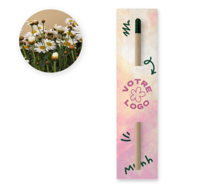 crayon à graine marguerite avec marque page rectangle