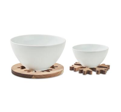 Dessous de plat flocon de neige en bois d’acacia