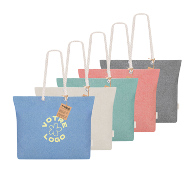 ensemble personnalisable de sac de plage en coton recyclé