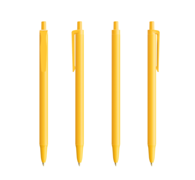 ensemble stylo bic clic stic bille jaune personnalisé