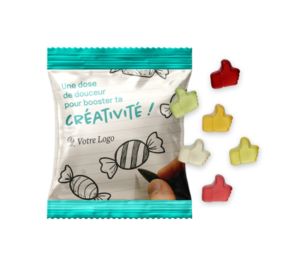 gomme de fruit pouce avec sachet personnalisable