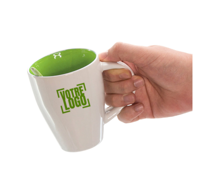mug avec cuillère couleur vert en céramique