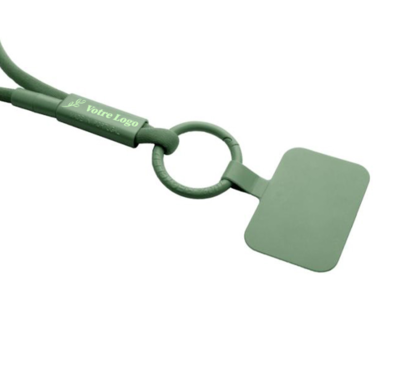 tour de cou porte telephone avec tube en plastique recyclé couleur noir