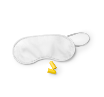 masque de voyage blanc logoté