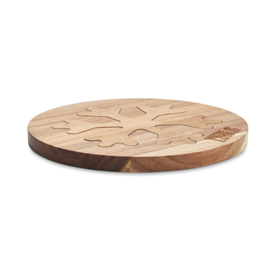 Set de 2 dessous de plat en bois d’acacia pour Noël