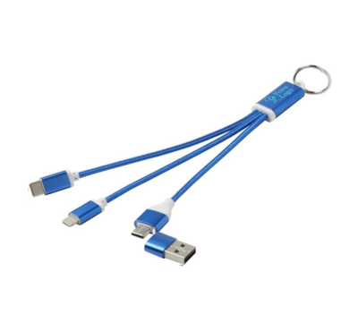 cable de chargement 4-en1 avec porte clés personnalisable