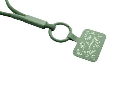 tour de cou porte telephone avec tube en plastique recyclé vert olive