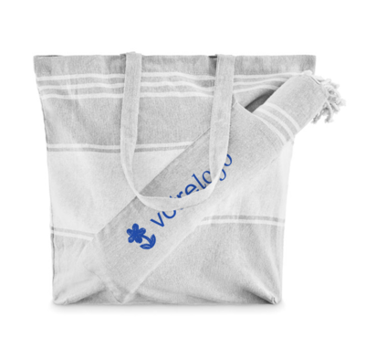 set sac et serviette de plage couleur gris logoté