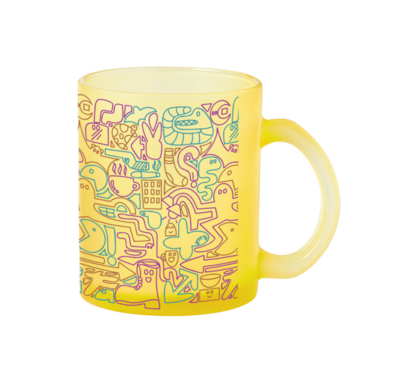 mug en verre coloré jaune 