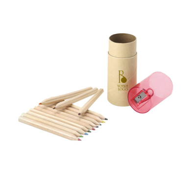 set de 12 crayons de couleurs en bois étui rouge