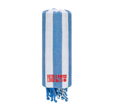 paréo serviette couleur bleu clair RPET personnalisable