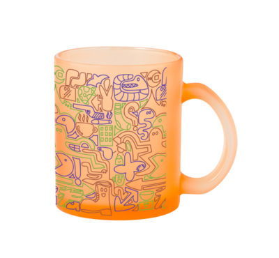 tasse en verre coloré orange logoté